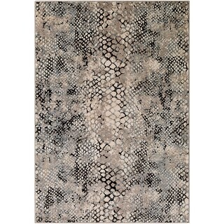2' x 3' Distressed Gray and Black Snake Skin Patterned Rectangular ...