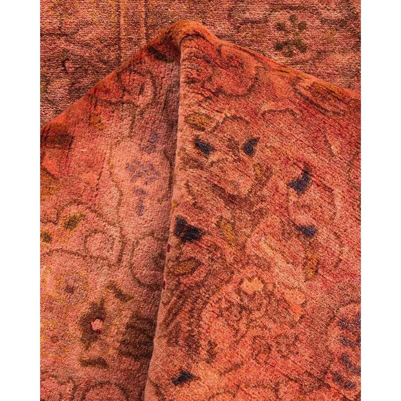 Overton Hand Knotted Wool Vintage Inspired Modern Contemporary Overdyed Pink Runner Rug - 2' 8" x 14' 1"
