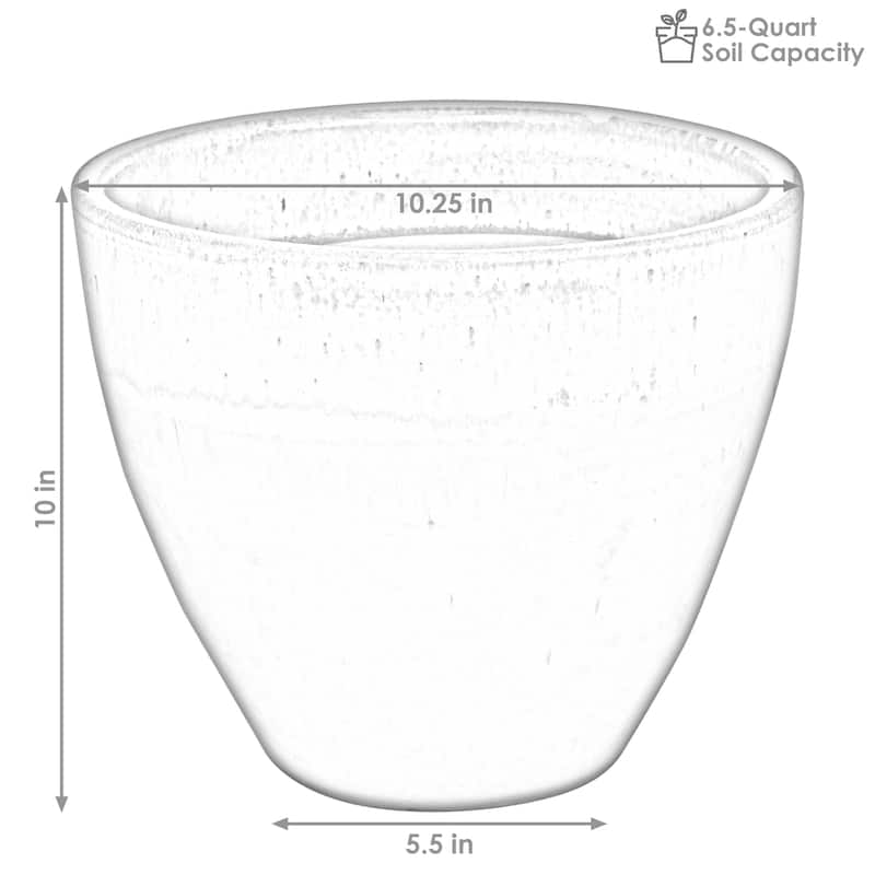 Sunnydaze Glazed Ceramic Planter with Drainage Holes - Set of 2