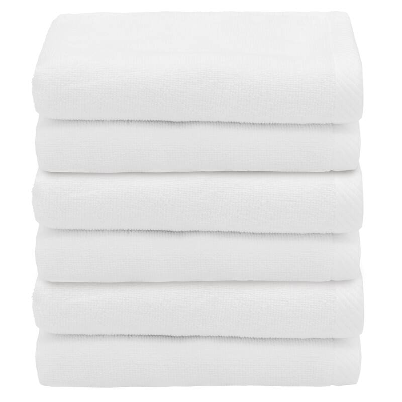 Authentic Hotel and Spa 100% Turkish Cotton Ediree Fingertip Towels - Set of 6 - White