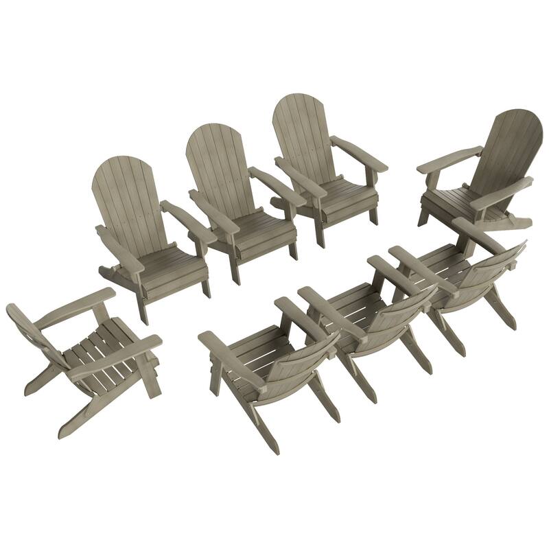 Vineyard HIPS Outdoor Folding Eco-Friendly All Weather Seashell Adirondack Chairs (8-Piece Conversation Set)