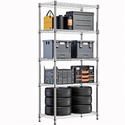1250 lbs Steel Heavy Duty 5-Tier Utility Shelving Unit Steel Organizer Wire Rack for Home,Kitchen,Office
