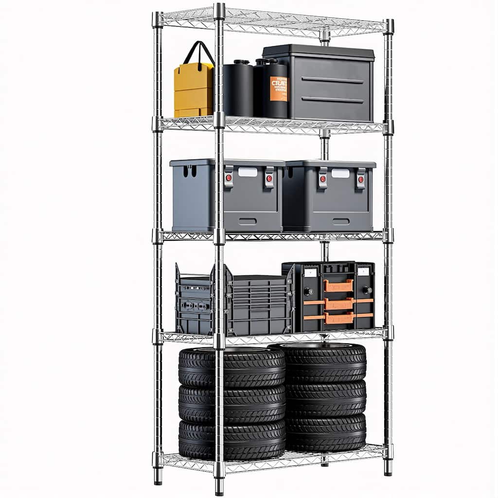 1250 lbs Steel Heavy Duty 5-Tier Utility Shelving Unit Steel Organizer Wire Rack for Home,Kitchen,Office