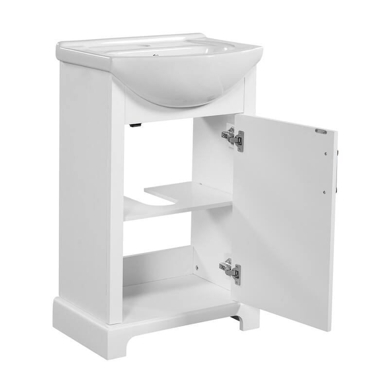 20" Freestanding Bathroom Vanity with White Farmhouse Ceramic Sink - 19.7'' x 13.4'' x 33.4''