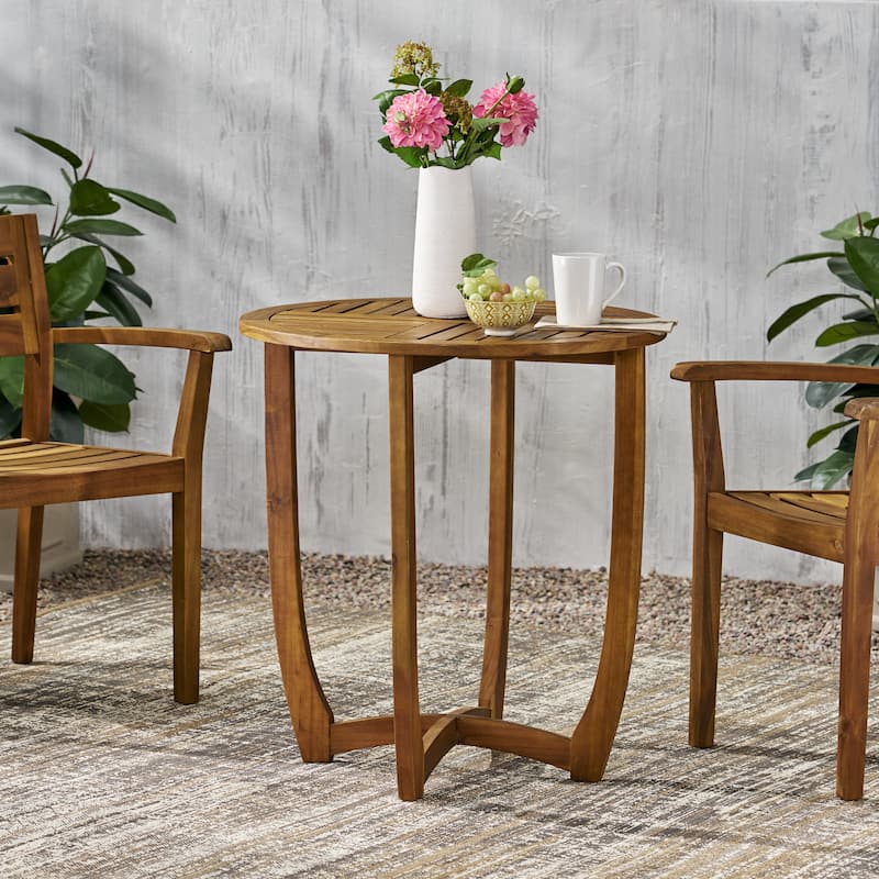 Outdoor Round Acacia Wood Accent table,27.5"