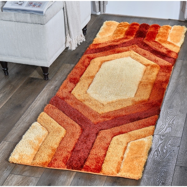 Mateos Shag Red/Orange Contemporary Designed Area Rug - Bed Bath