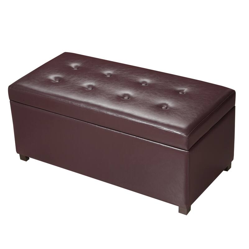 Adeco Rectangle Storage Ottoman Bench for Living Room Bedroom