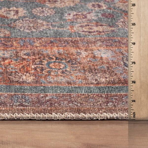 dimension image slide 4 of 27, Traditional Flat Pile Washable Rug – Pet Friendly, Non-Slip, Ideal for Living Room, Entryway, or Bedroom