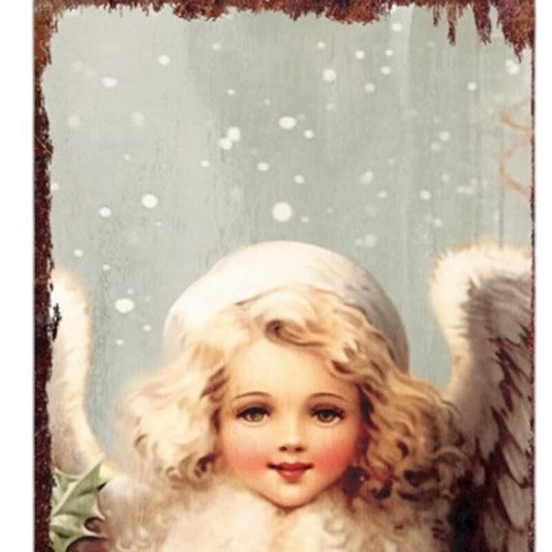 HomeRoots 36" Red And White Solid Wood Christmas Snow Scene Porch Sign