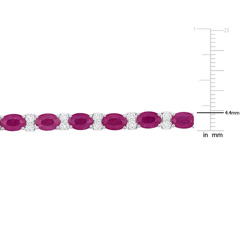 Miadora 14k White Gold Diamond and Ruby Tennis Bracelet 1 to 1 5/8ct TDW