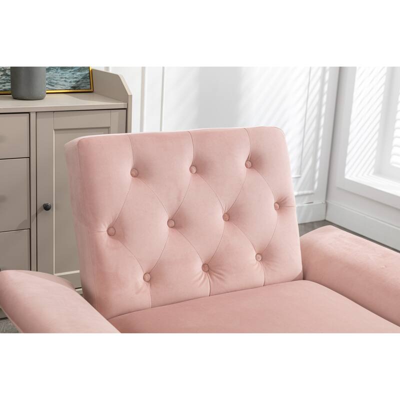 Bottom Tufted Accent Lounge Chair with Adjustable Arm and Back