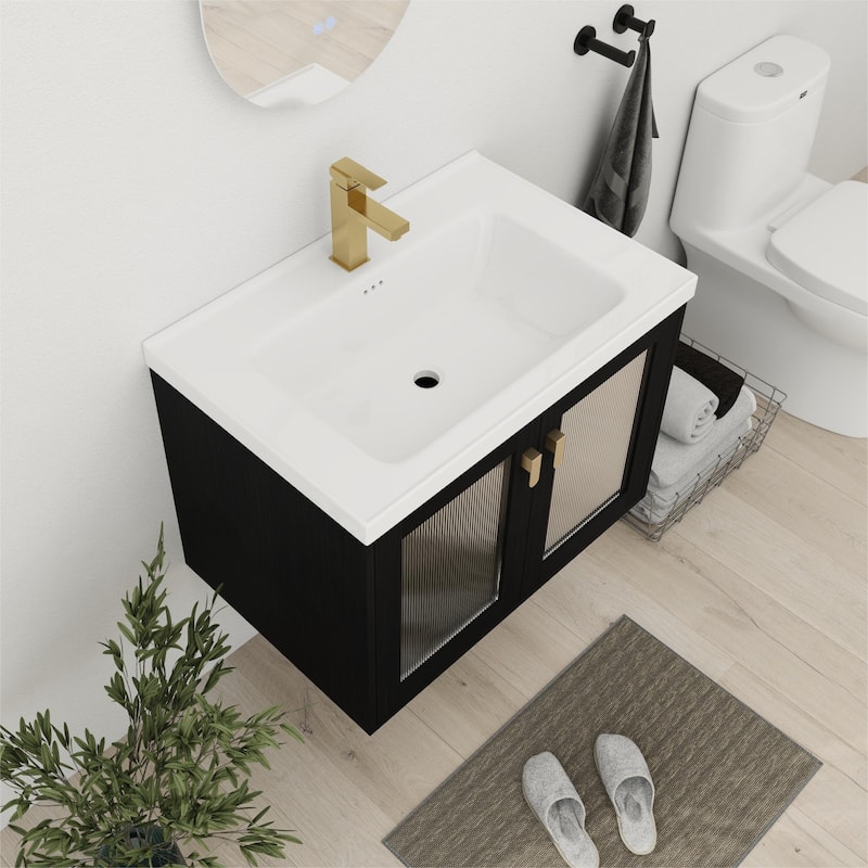 Bathroom Vanity With Sink In 28/32 Inch, Floating/Freestanding Bathroom Vanity With Soft Close Door