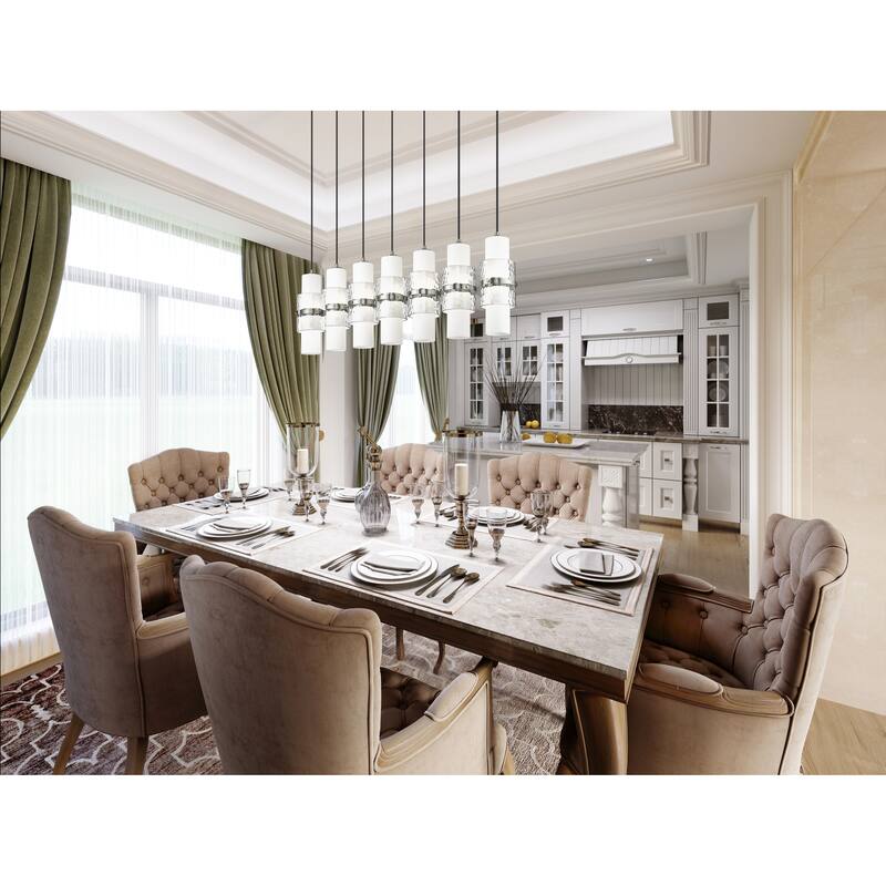 Cayden 7 Light Linear Chandelier in Brushed Nickel - Brushed Nickel