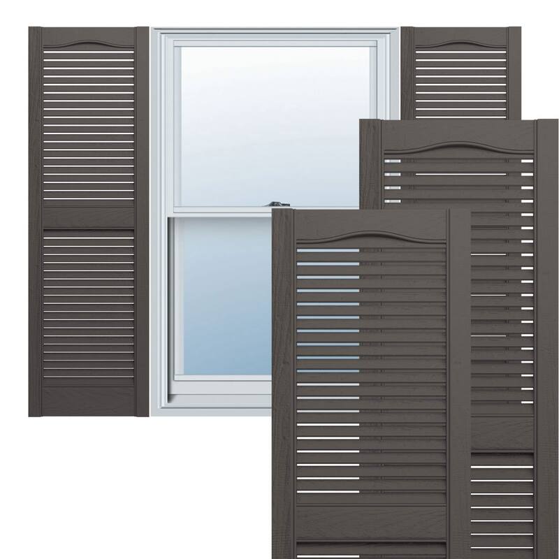Lifetime, Std. Cathedral Top Ctr Mullion, Open Louver Shutters, (Pair) - Midnight Blue - 12"W x 36"H