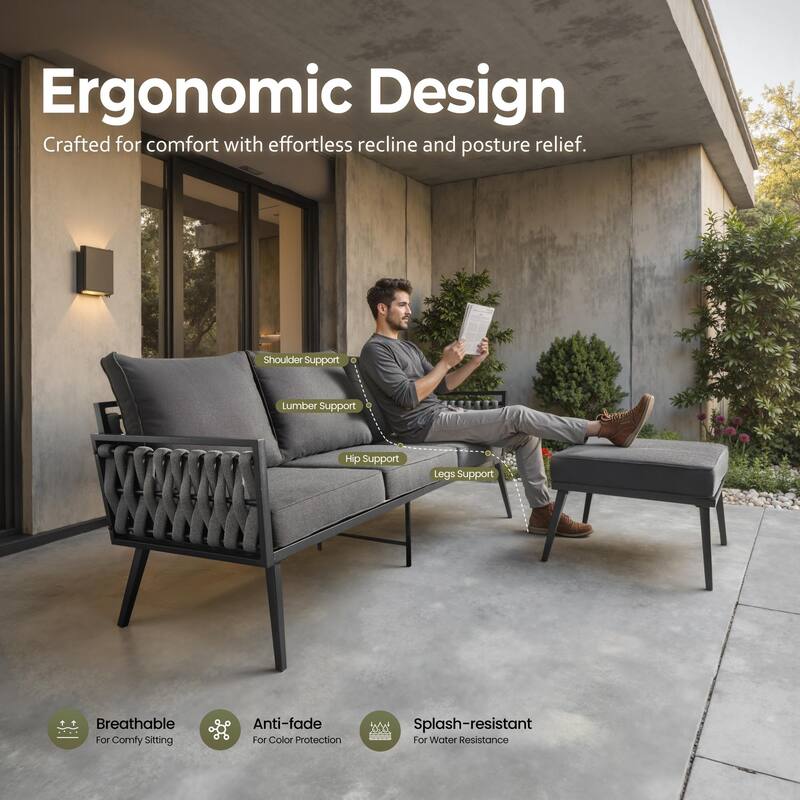 HOOOWOOO 6-piece Outdoor Patio Furniture Conversation Set with Swivel Chair