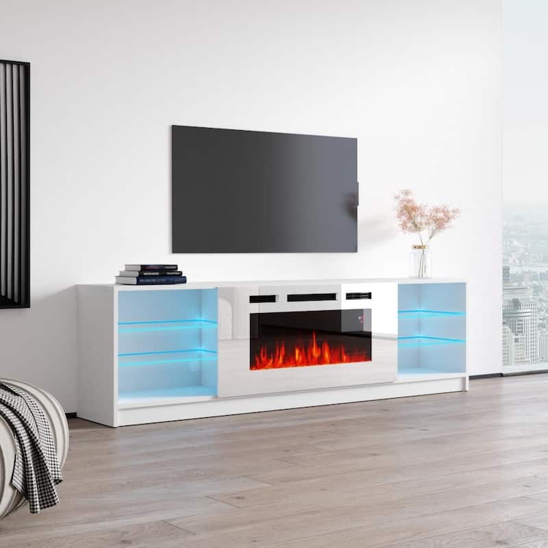 Boston WH01 79-inch Modern Electric Fireplace TV Stand