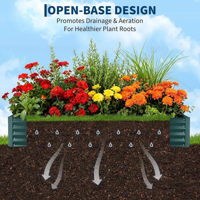 6x3x1 ft Galvanized Raised Garden Bed, Steel Planter Boxes with Zippered Cover Doors