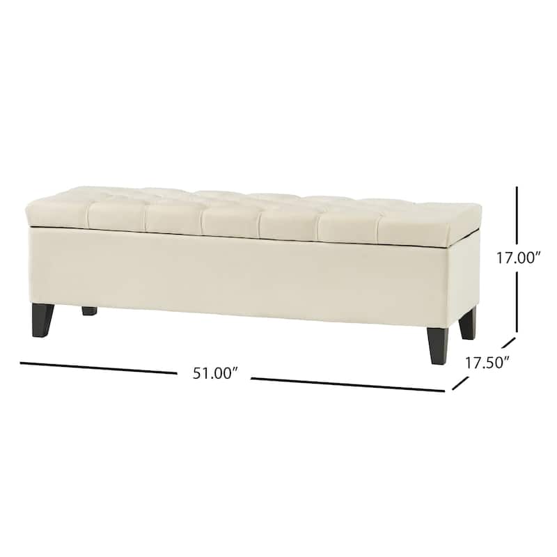 Tufted Storage Bench with Wooden Legs for Bedroom, Entryway