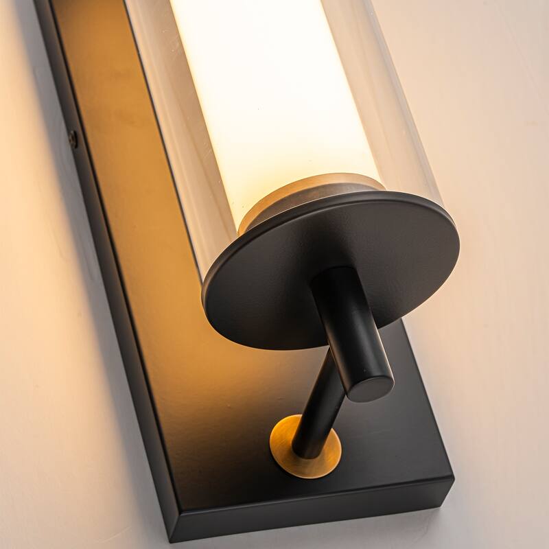 Double-Layer Cylindrical Clear Glass LED Wall Sconce Modern Industrial