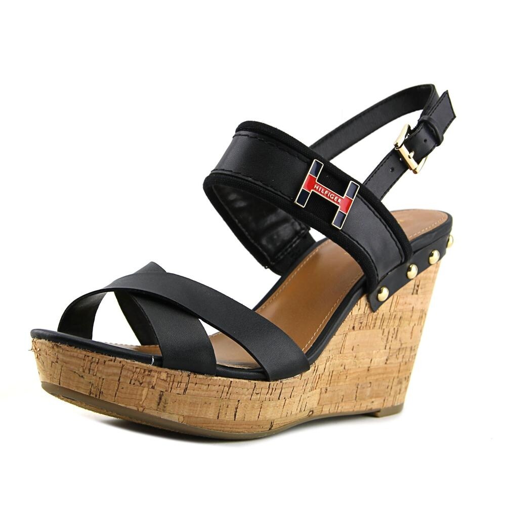 tommy hilfiger black wedges