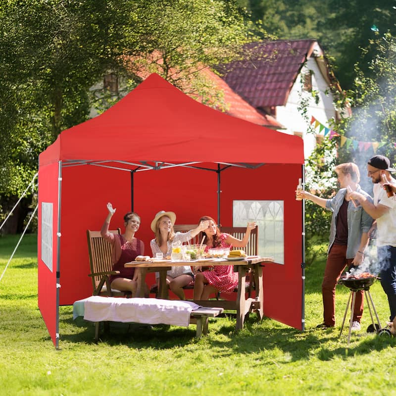 Aoodor 10' x 10' Pop Up Canopy with Church Windows Sidewalls - 10x10ft