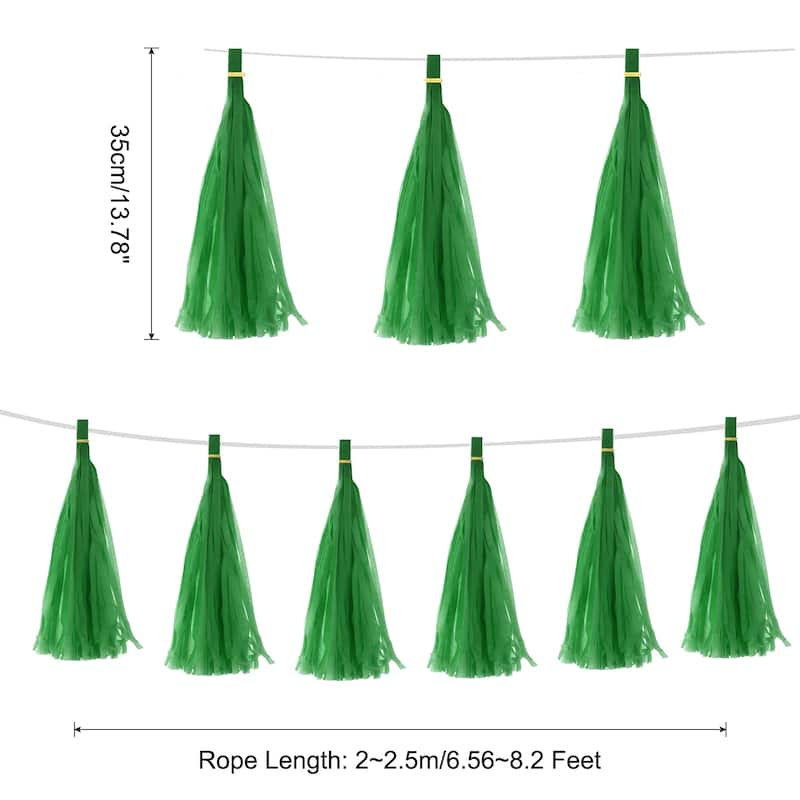 20Pcs Tassel Garland Banner with Rope - Dark Green