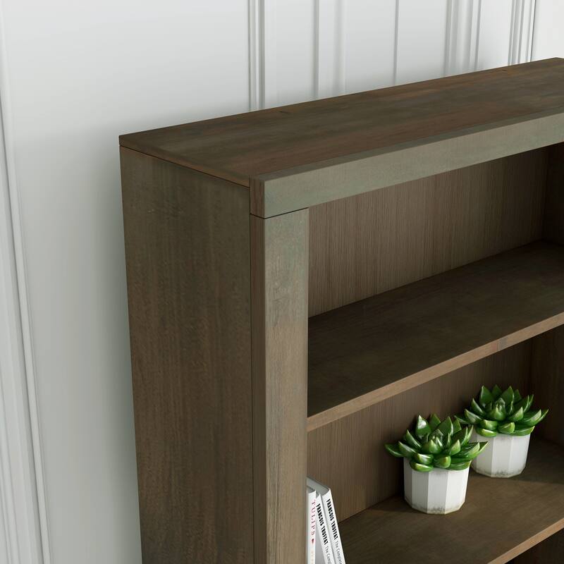 Bridgevine Home Joshua Creek 84 inch high 6-shelf Bookcase, No Assembly Required, Barnwood Finish