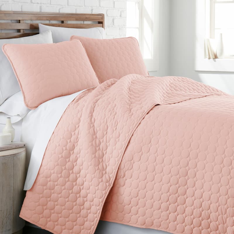 Vilano Ultra-Soft Lightweight 3-piece Quilt and Sham Set - Pastel Pink - Twin - Twin XL