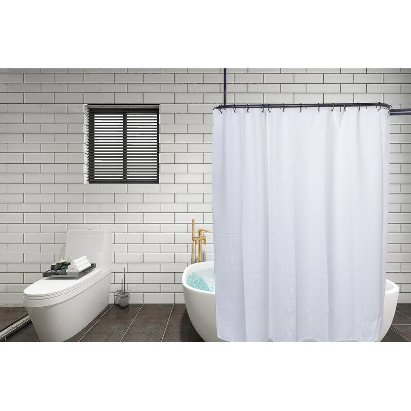 Utopia Alley Rustproof Aluminum Hoop Shower Rod 45.7x22", with White Shower Curtain 180x70"
