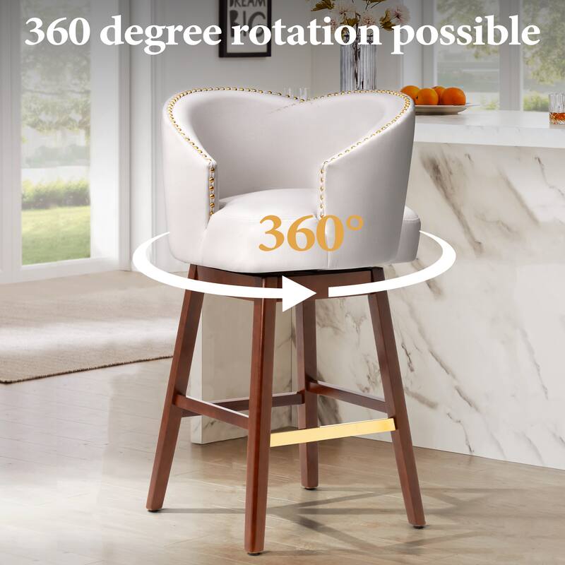 31.9"H Height Solid Wood Swivel Indoor BarStools Set of 2 or 4