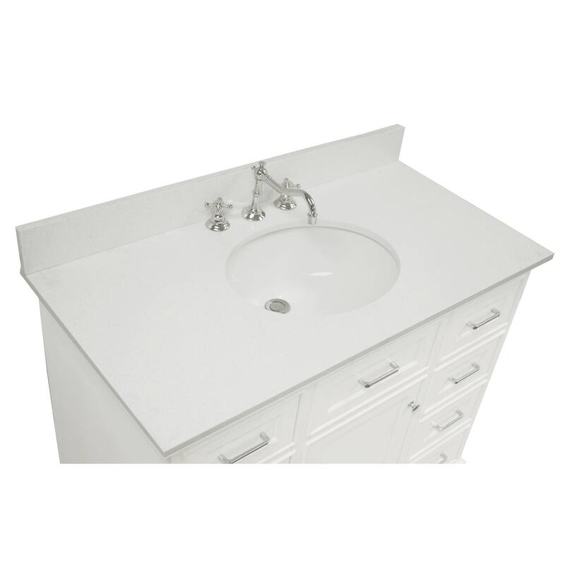 KitchenBathCollection Aria 42" Bathroom Vanity with Quartz Top