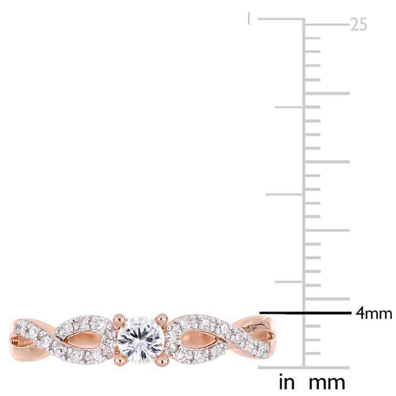 Miadora Rose Plated Sterling Silver Created White Sapphire and 1/10ct TDW Diamond Infinity Engagement Ring