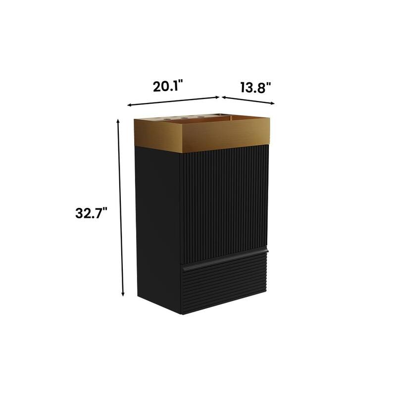 GDFStudio - Gada Stylish 20" Striped Bathroom Vanity with Integrated Stainless Steel Sink and Efficient Storage