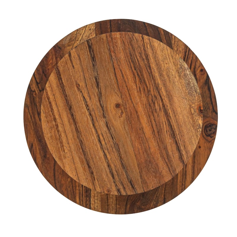 Acacia Wood 2-Tier Tray with Metal Stand - 9.8"L x 9.8"W x 9.0"H