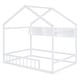 preview thumbnail 14 of 36, House Bed with Storage Shelf, Montessori Floor Bed with Fence and Roof, Wooden Bed Frame for Kids Boys Grils