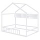preview thumbnail 14 of 36, Wooden House Bed with Storage Shelf, Kids Bed with Fence & Roof