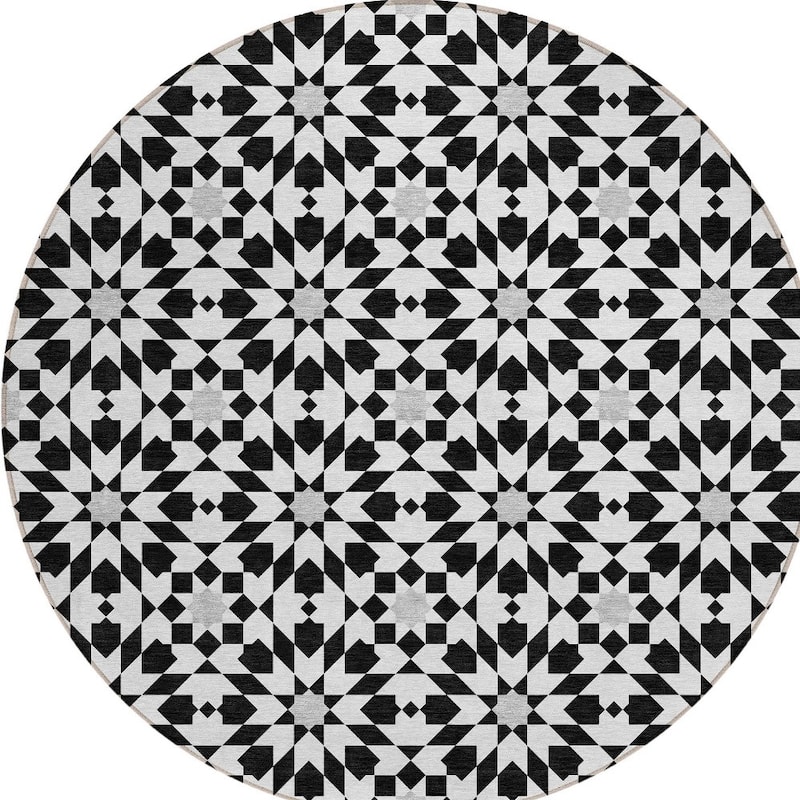 HomeRoots Floral Medallion Transitional Rectangle Outdoor Rug
