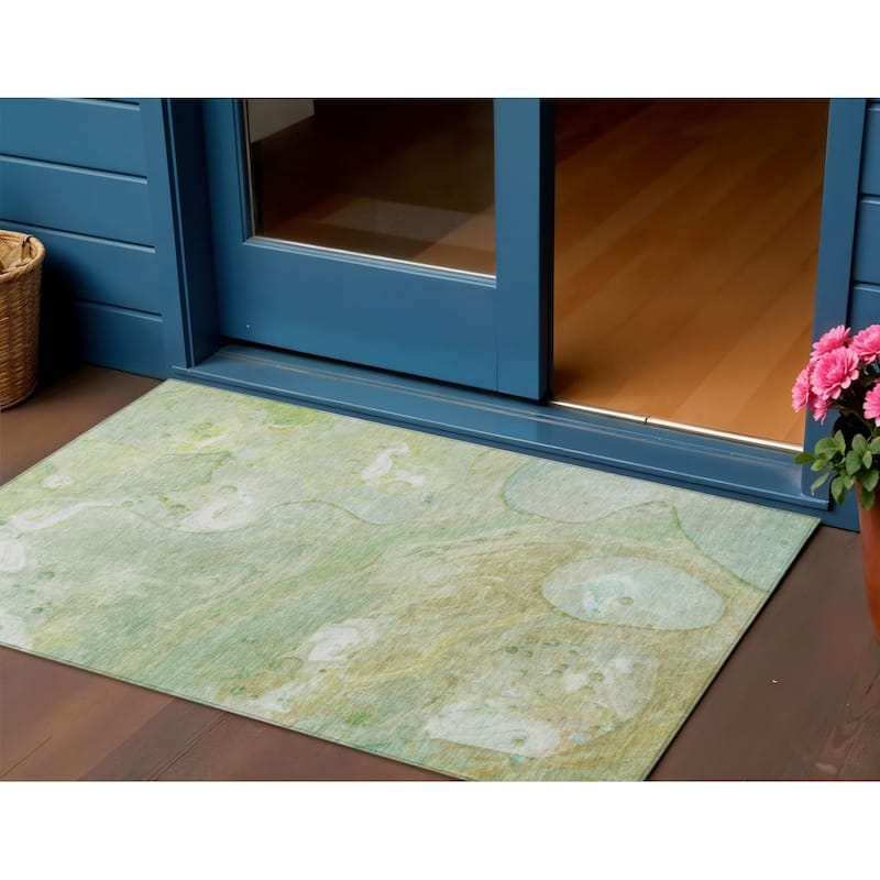 HomeRoots Abstract Transitional Rectangle Outdoor Rug - 3' x 5'
