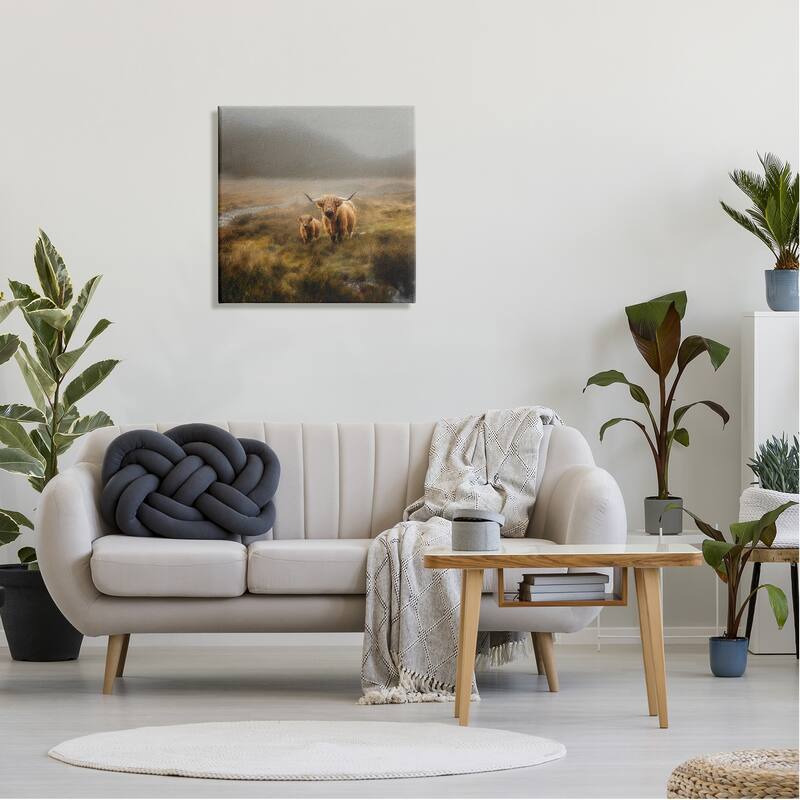 Stupell Highland Cows Rural Landscape Canvas Wall Art Design by Paul Brent