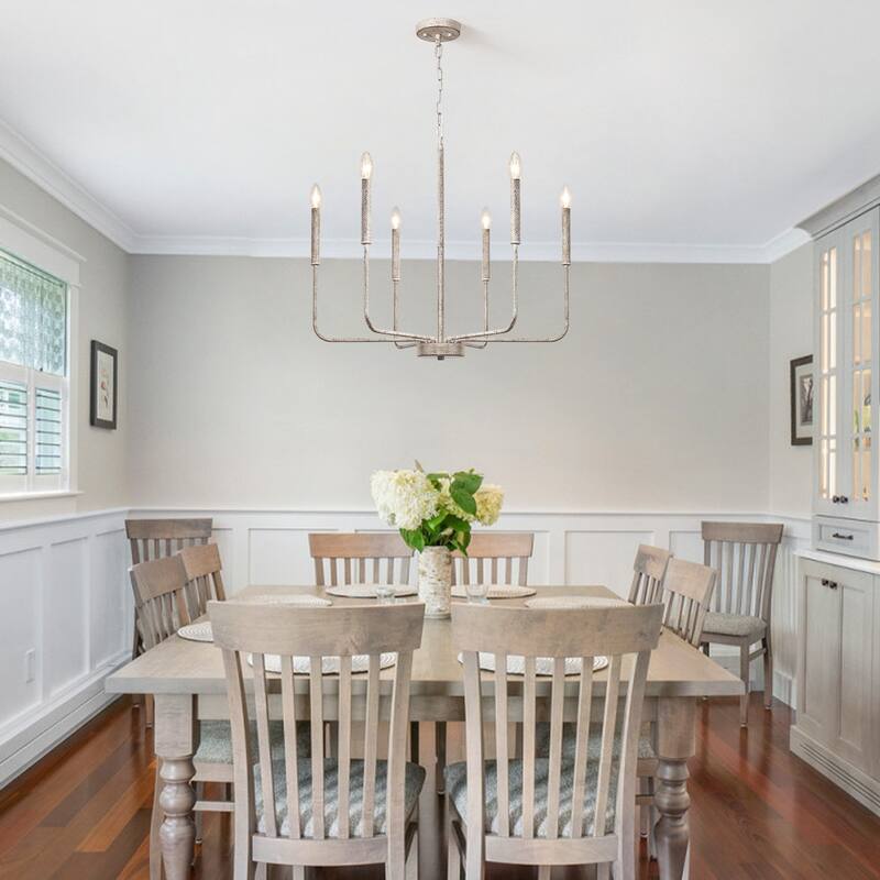 6-Light W26.18" x H66.92" Candle Chandelier for Living Room Kitchen Island