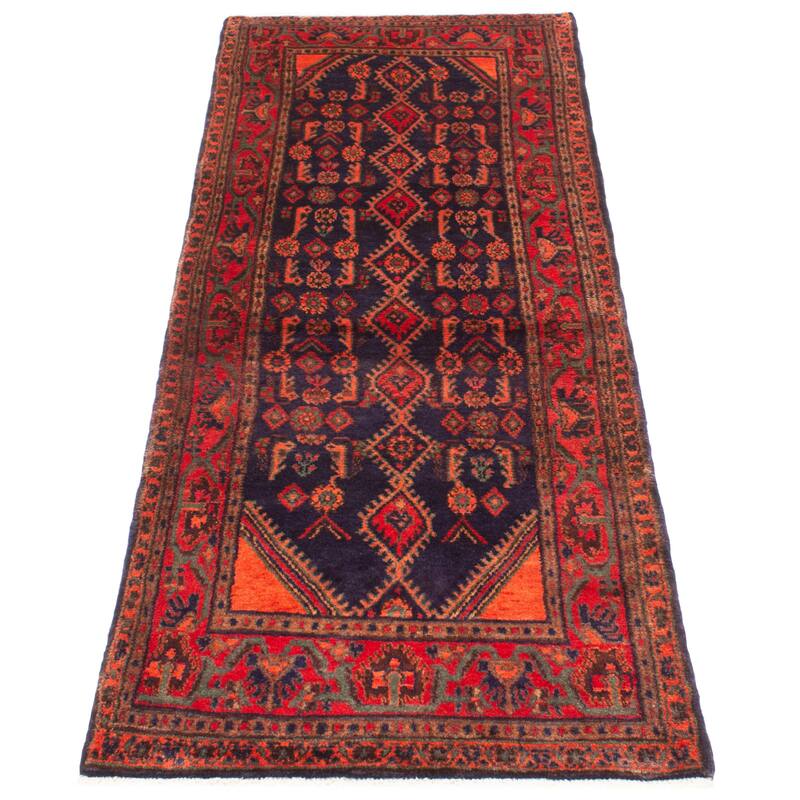 ECARPETGALLERY Hand-knotted Andelz Navy Wool Rug - 3'7 x 9'7