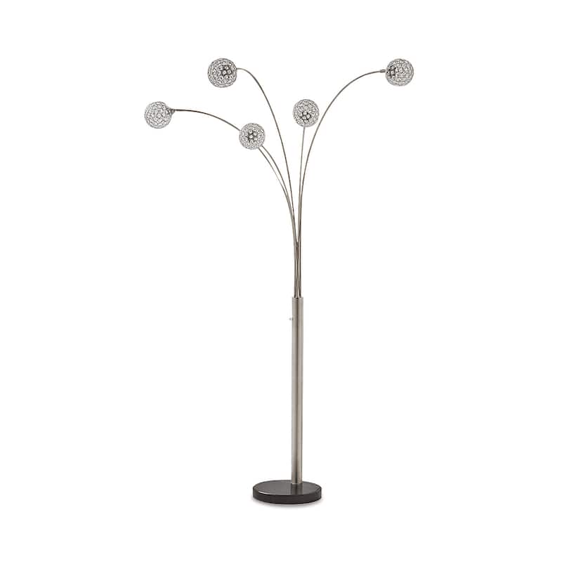 Winter Silver Finish 95 Inch Arc Floor Lamp - 13.75" W x 27" D x 95" H