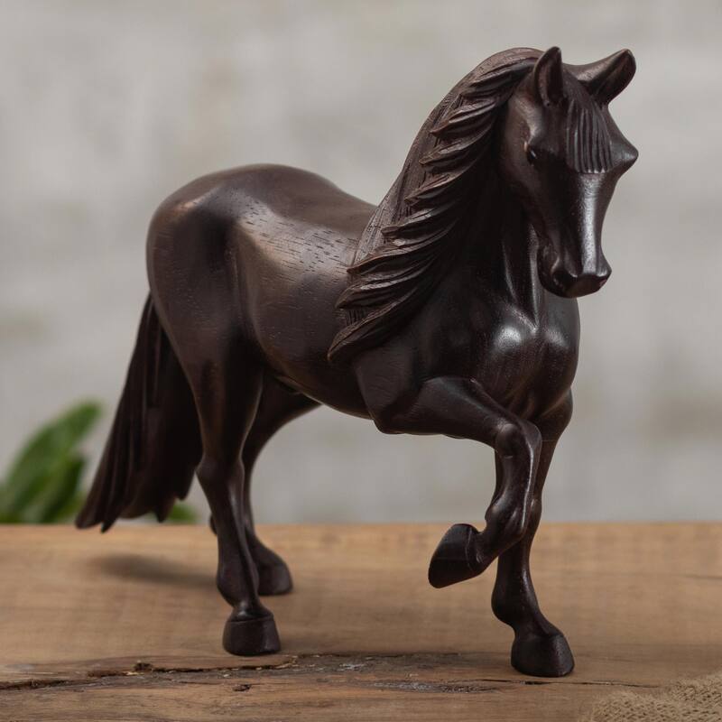 Novica Handmade Proud Peruvian Walking Horse Cedar Wood Sculpture