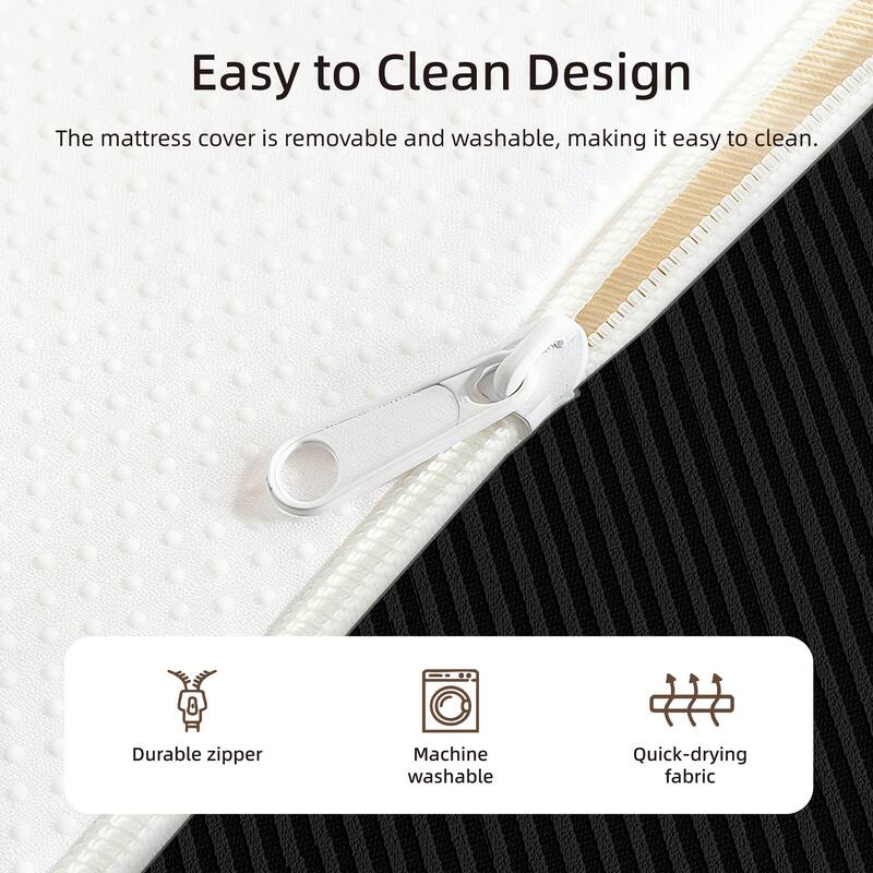 12-inch Black Memory Foam Mattress with Removable Cover, CertiPUR-US Certified