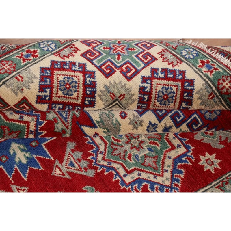 Traditional Kazak Oriental Area Rug Handmade Red Wool Carpet - 5'0" x 6'7"