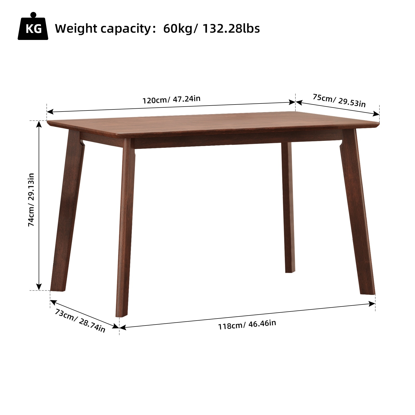 5pcs Rustic Retro Dining Table Set with 4 Upholstered Chairs