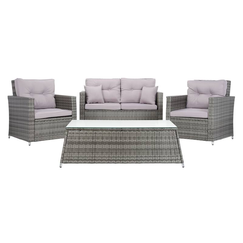 SAFAVIEH Outdoor Living Lorma 4-Piece Patio Set - 55"W x 32"D x 33"H