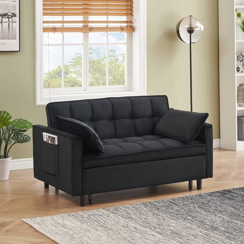 55" 3-in-1 Double Pull-Out Sofa Bed for Living Room