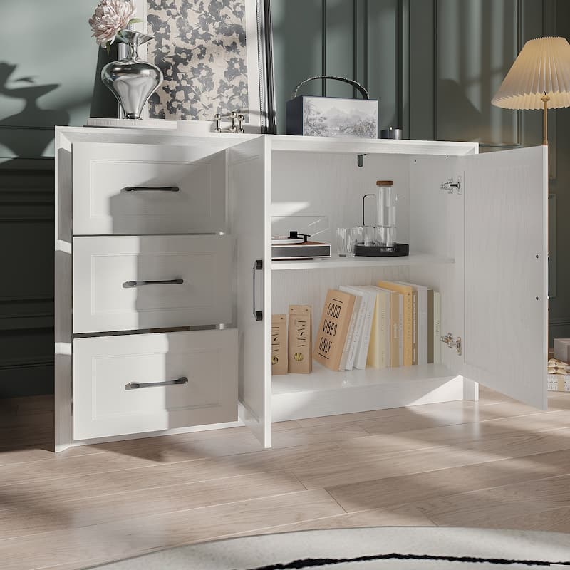 3-Drawer Lateral Filing Cabinet, Large Storage for Letter/Legal, White/Brown