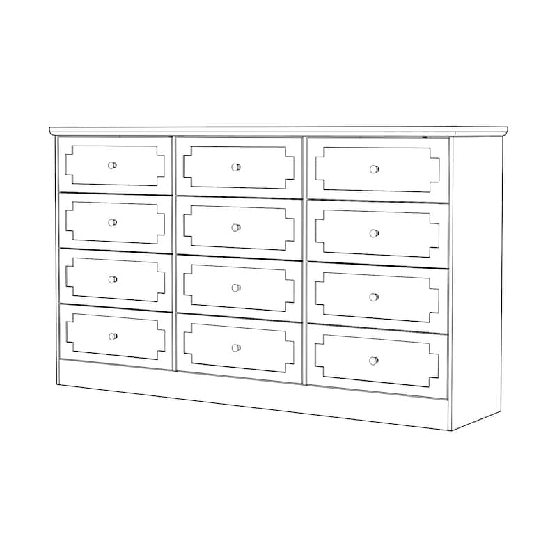 Modern 12-Drawer White Wooden Dresser for Bedroom and Living Room Storage